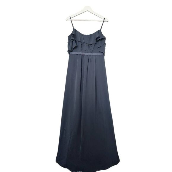 David's Bridal Gray Ruffle Maxi Dress - Picture 2 of 8